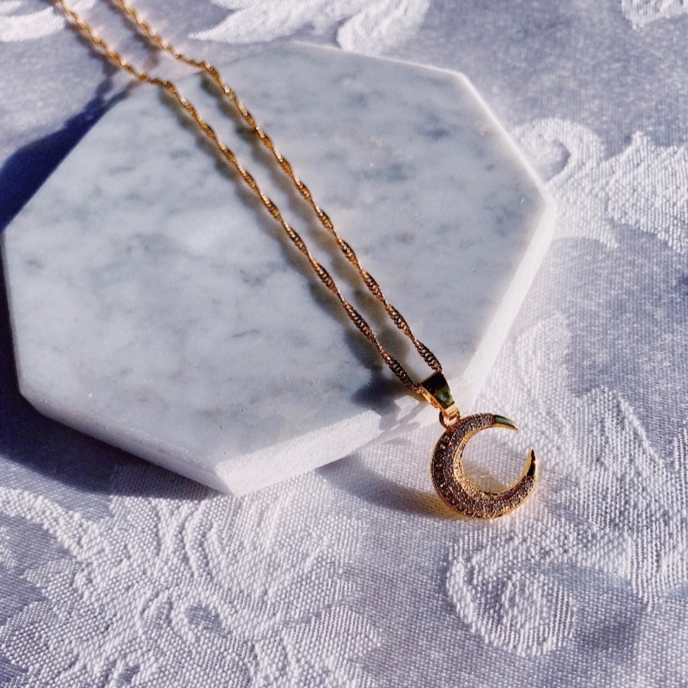 jeweled crescent necklace